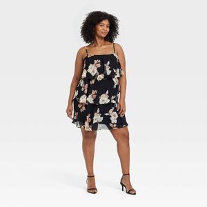 Open Box - A New Day - Women's Tiered Ruffle Mini Shift Dress - A New Day Black